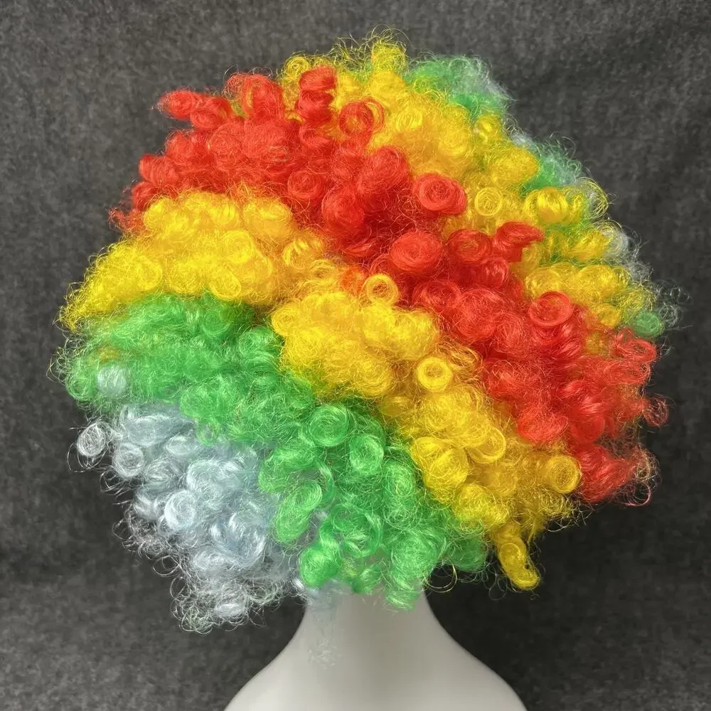 Creepy Horror Clown Mask Rainbow Wig Halloween Costume Accessories 2pc Bundle